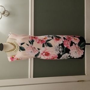 SLNY Pink Floral Scuba Sheath